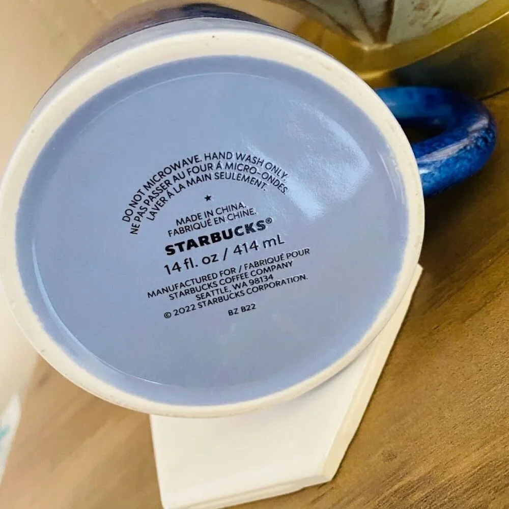 2022 Starbucks Periwinkle Drip Blue Ombre Ceramic Mug